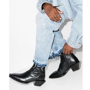 Luciano Black Leather Western Style boots